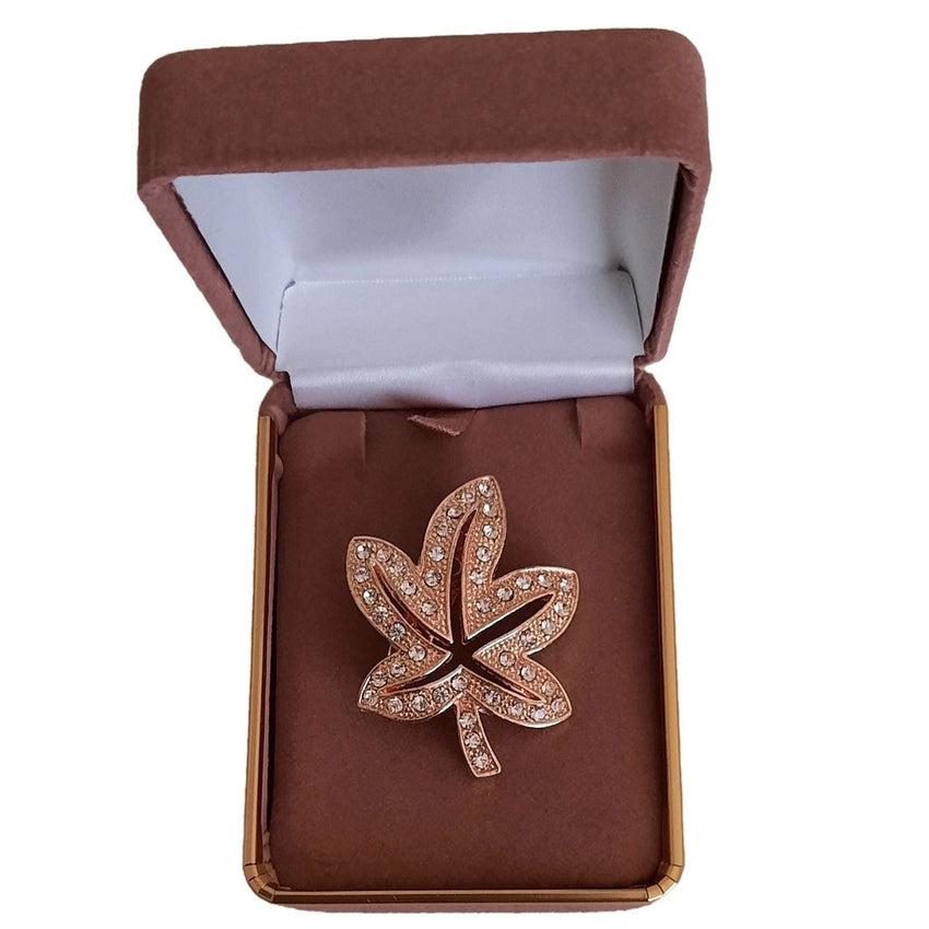 Gold And Crystal Maple Leaf Brooch