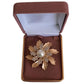 Gold Leaves Pearl And Crystal Flower Brooch