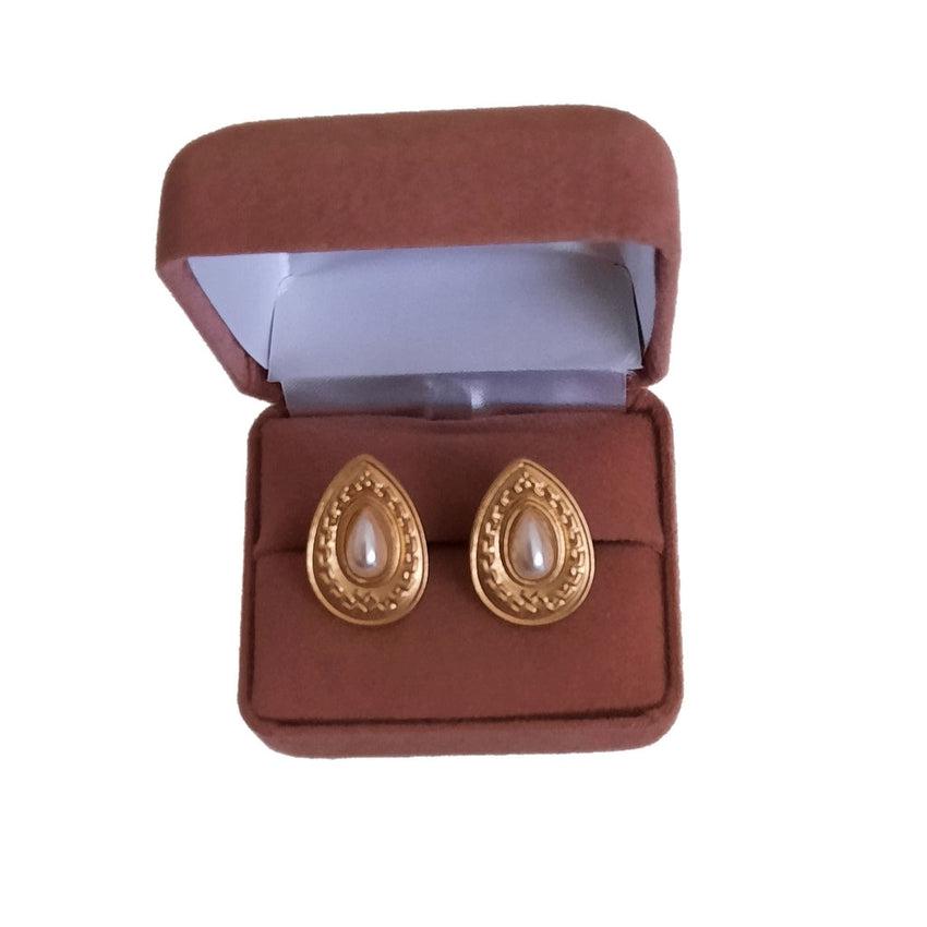 Gold Oval Clip On Earrings