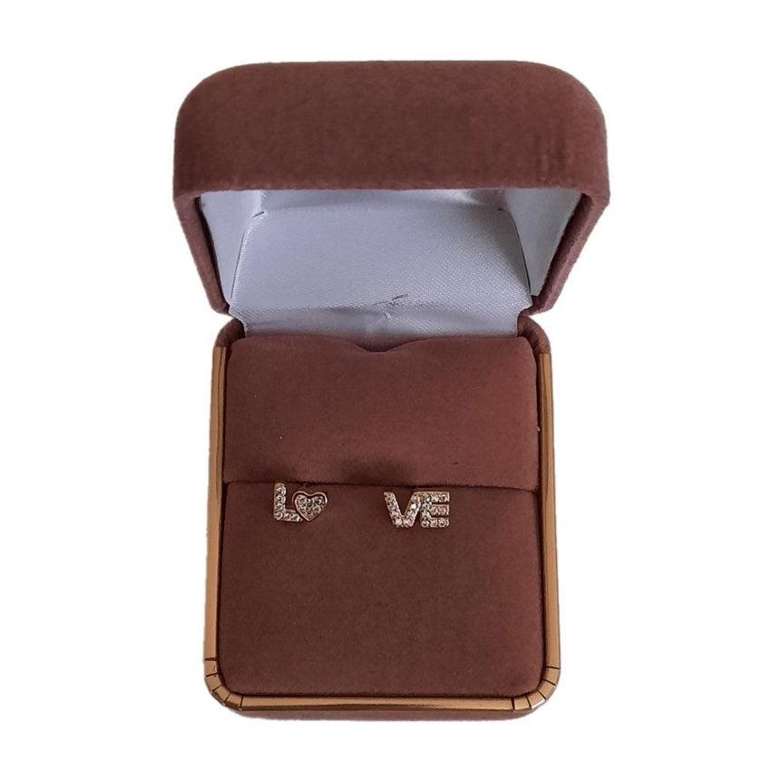 Gold Plated Crystal LOVE Earrings