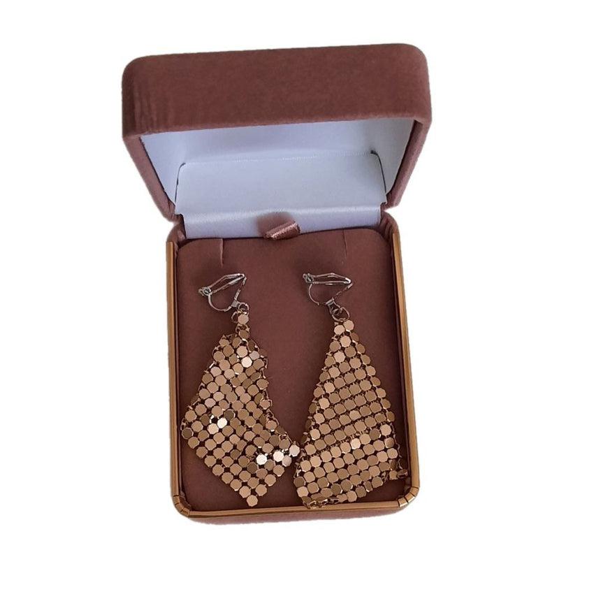 Gold Sequin Shimmer Clip On Earrings