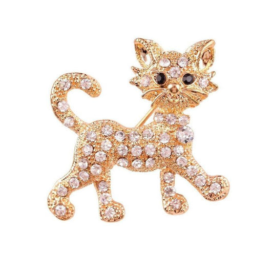 Gold Sparkly Cat Brooch