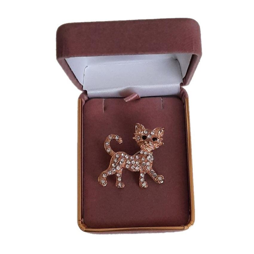 Gold Sparkly Cat Brooch