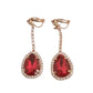 Gold Stem Red Stone With Diamante Clip On Earrings