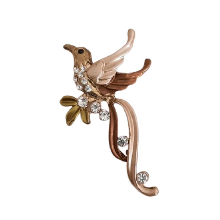 Green And Gold Drop Bird Brooch