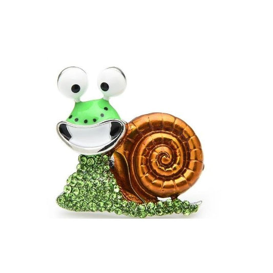 Green Smiling Snail Brooch