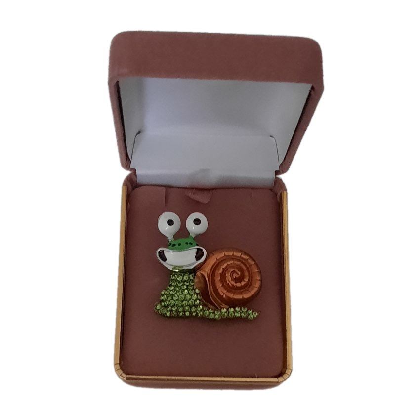 Green Smiling Snail Brooch(2)