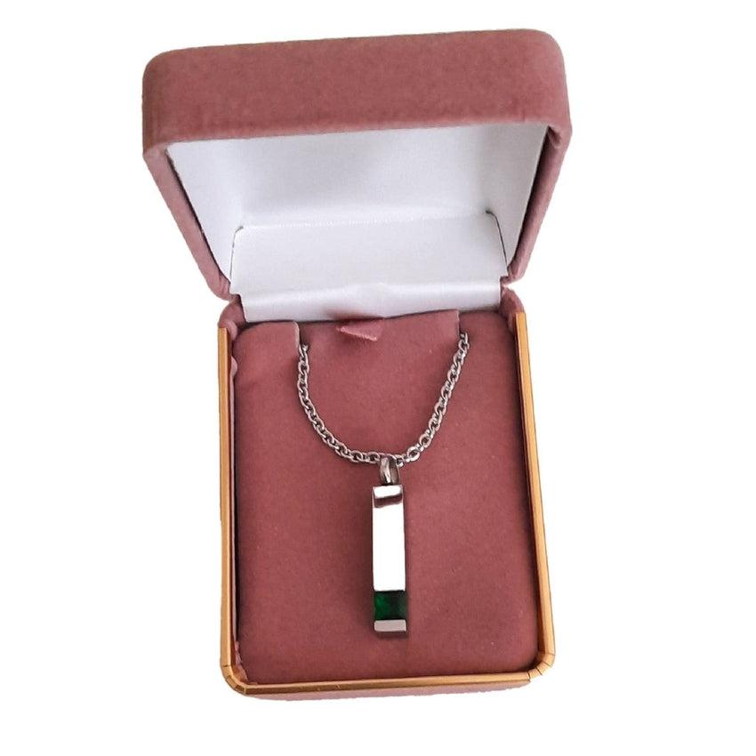 Green Stone Memorial Cremation Ashes Pendant