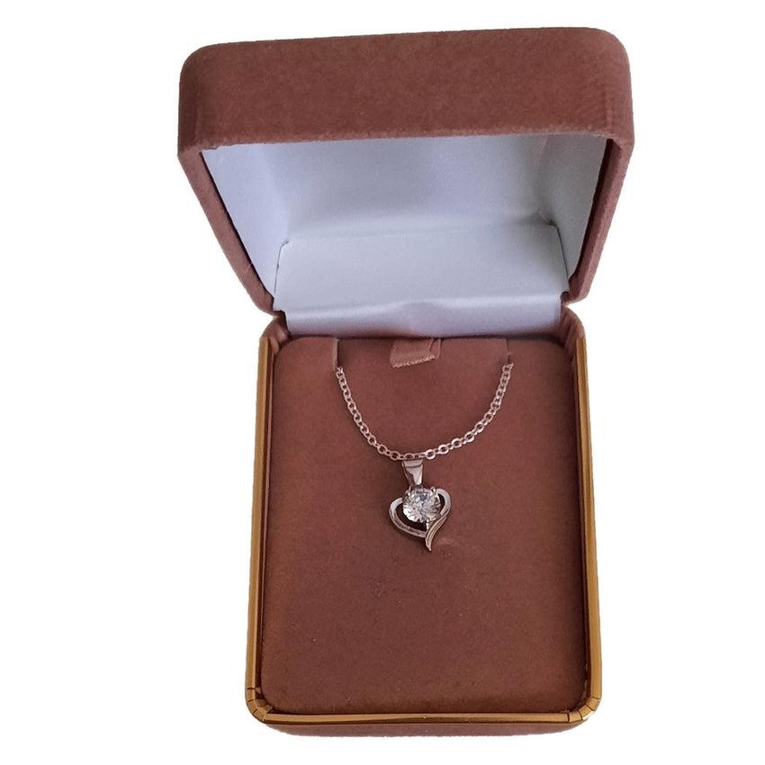 Heart Centre Stone Cubic Zirconia Silver Pendant