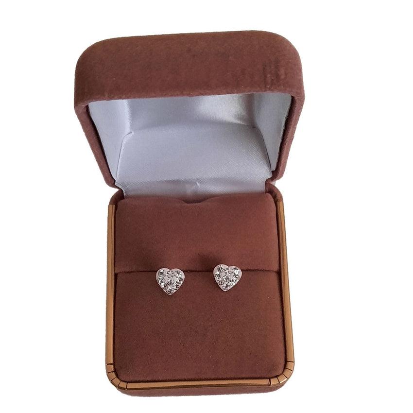 Heart Shape Sterling Silver And CZ Childrens Earrings