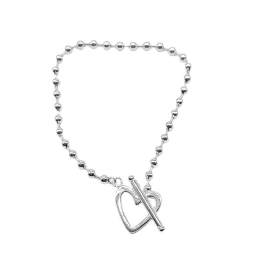 Hollow Silver Bead T-Bar Bracelet