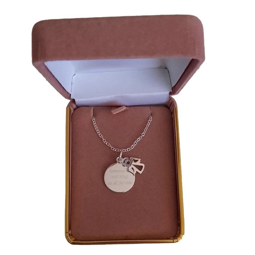 Inscribed Someone Is Watching Us All The Time Angel Charm Pendant