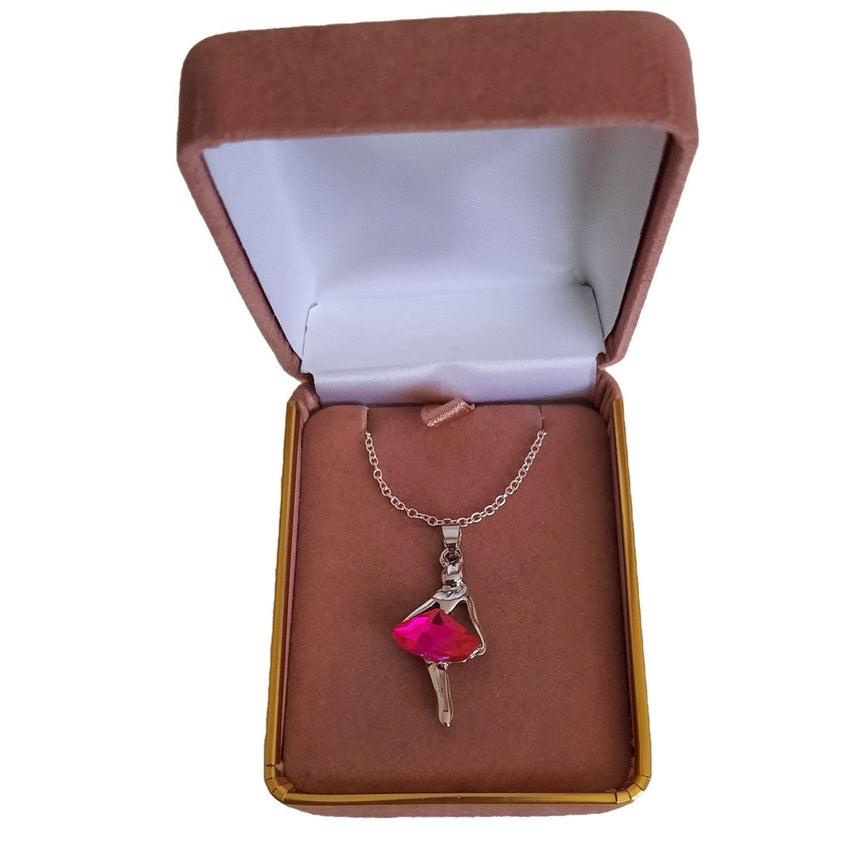 Lady With a Crystal Pink Skirt Pendant