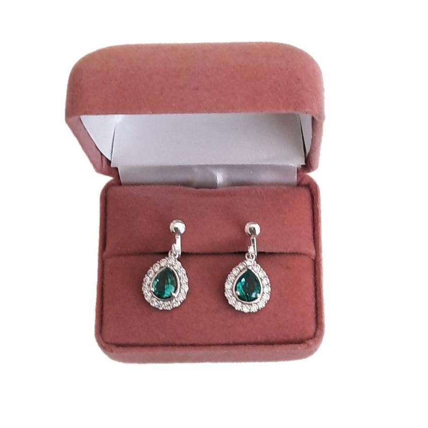 Lake Green Drop Clip On Earrings