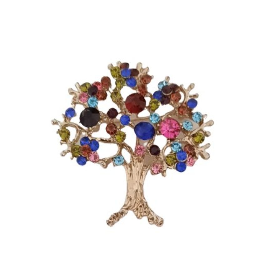 Large Multi Colour Ladies Crystal Brooch