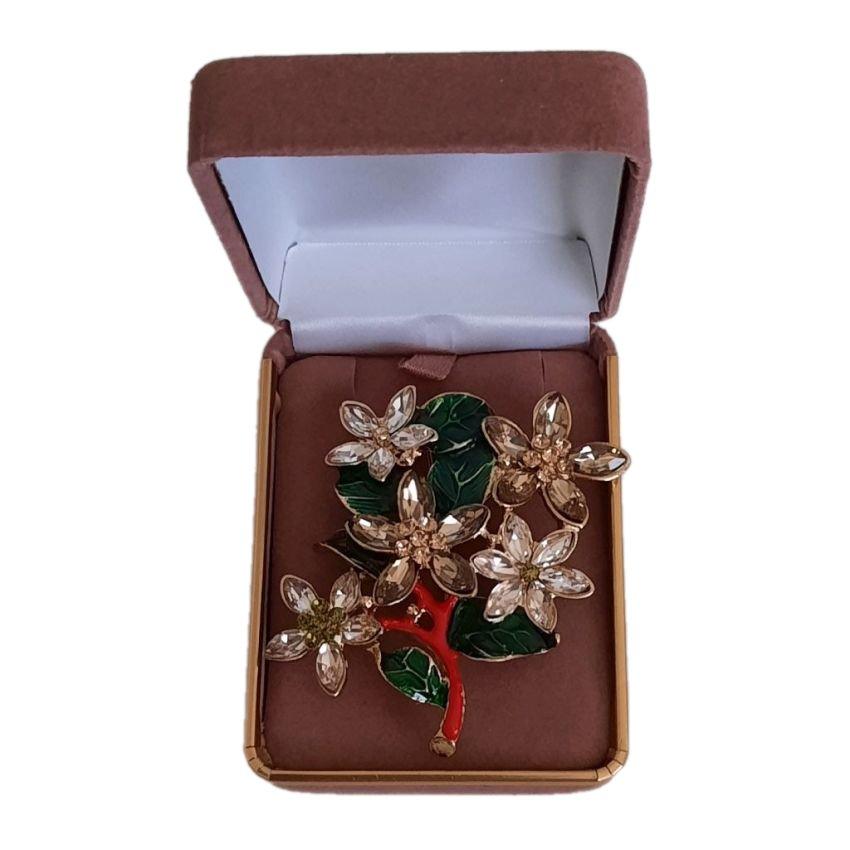 Large Multiple Flower Crystal Stone Brooch(2)