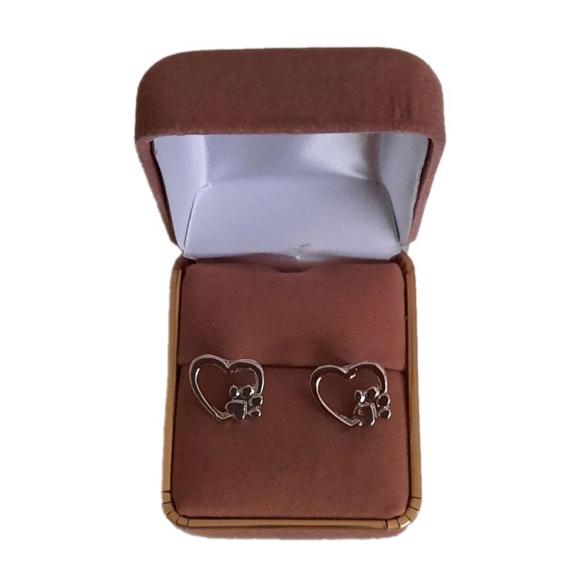 Large Silver Plated Paw And Heart Earrings(2)
