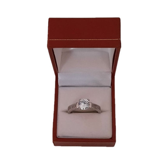 Large Size Cubic Zirconia Plated Silver Ring