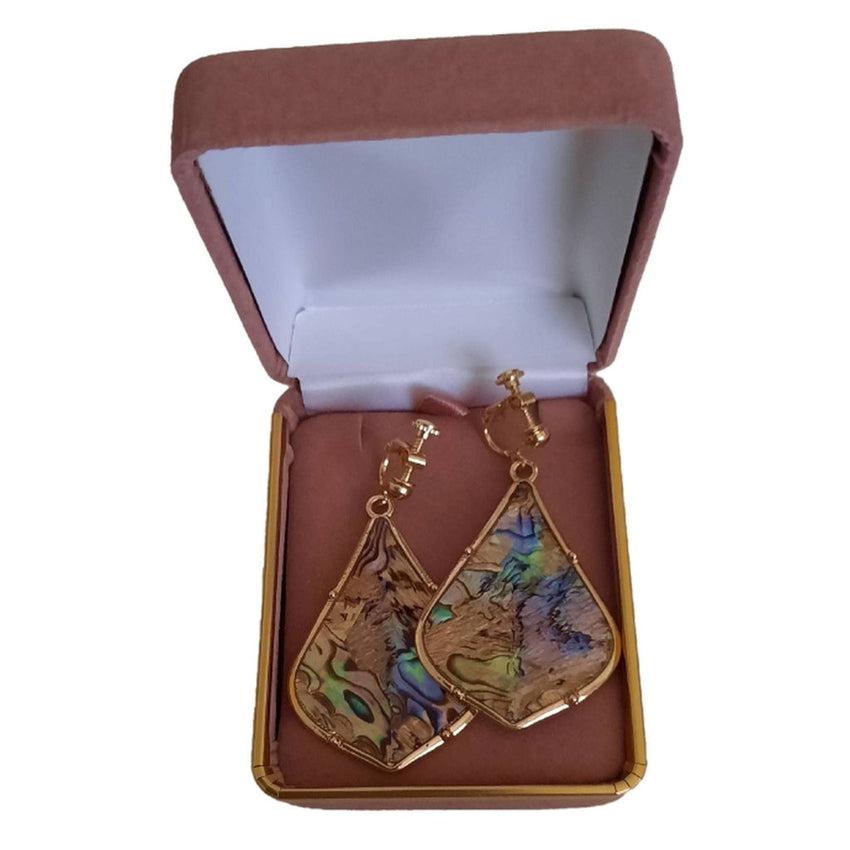 Large Abalone Screw Back Clip On Earrings