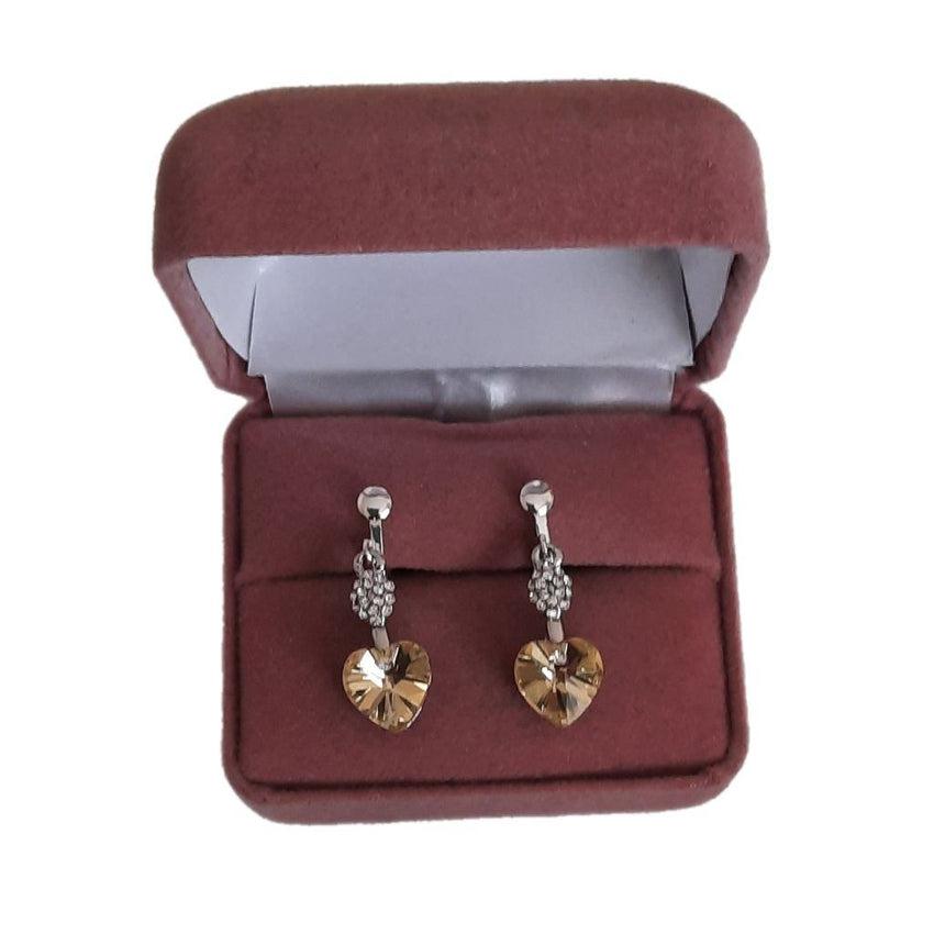 Lemon Yellow Diamante Stem Clip On Earrings