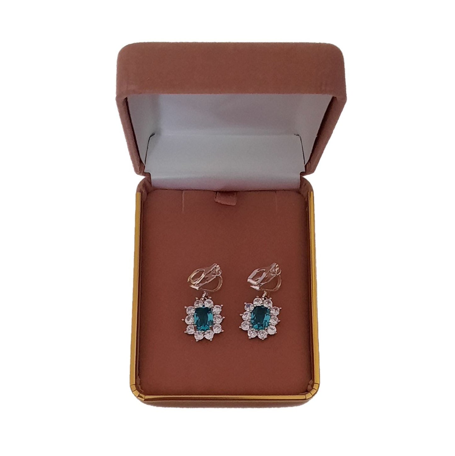 Light Green Diamante Clip On Earrings(2)