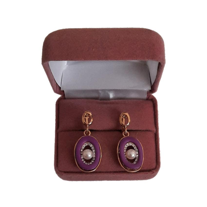 Light Purple Crystal And Pearl Clip On Earrings