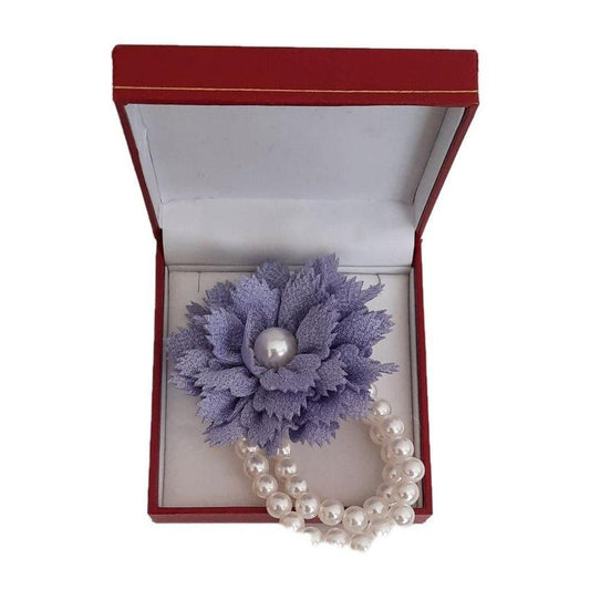 Light Purple Flower Bouquet Wrist Corsage Pearl Bracelet