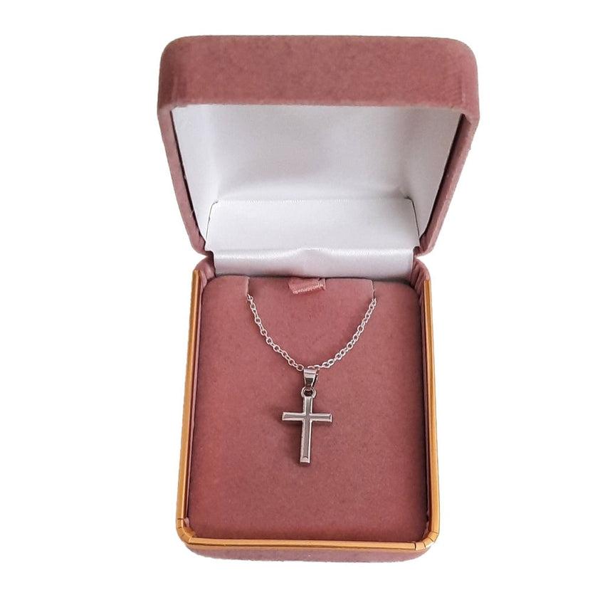 Light Silver Plated Girls Cross on a Sterling Silver Chain