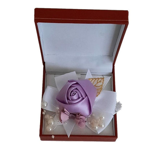 Lilac Satin Rosebud Flower Wrist Corsage