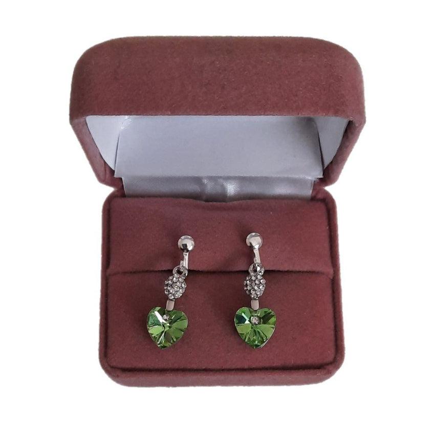 Lime Green Diamante Stem Clip On Earrings