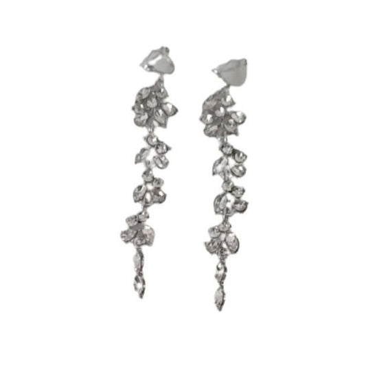 Long Clip On Earrings With Diamante Stones