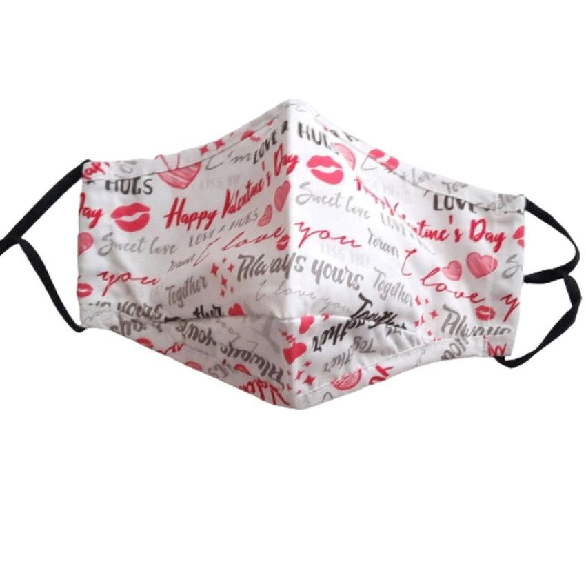 Love And Hugs Valentines Face Mask With Nose Bridge