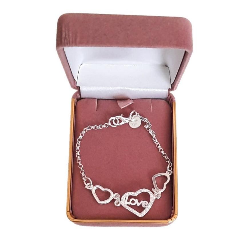 Love Centre Sterling Silver 8 Inch Bracelet