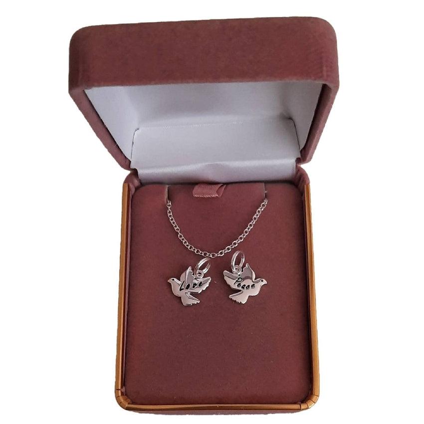 Love Etched Dove Of Peace Silver Confirmation Necklace