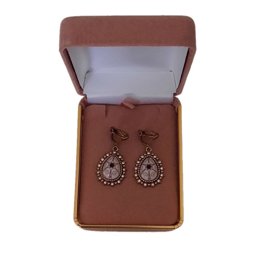 Marble Centre Pear Drop Clip On Earrings(2)