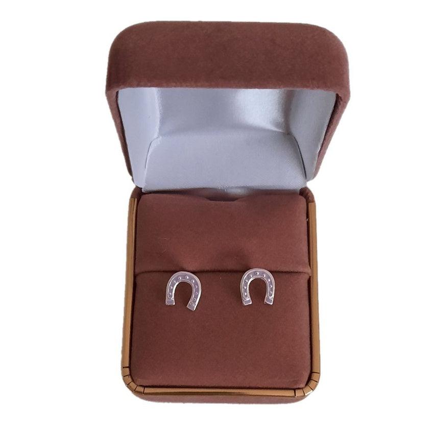 Medium Size Lilac Sterling Silver Horse Shoe Earrings