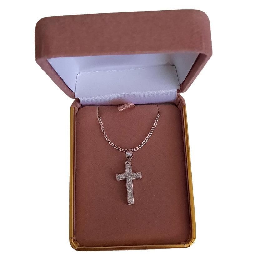 Medium Size Elegant Pave Cubic Zirconia Cross Pendant