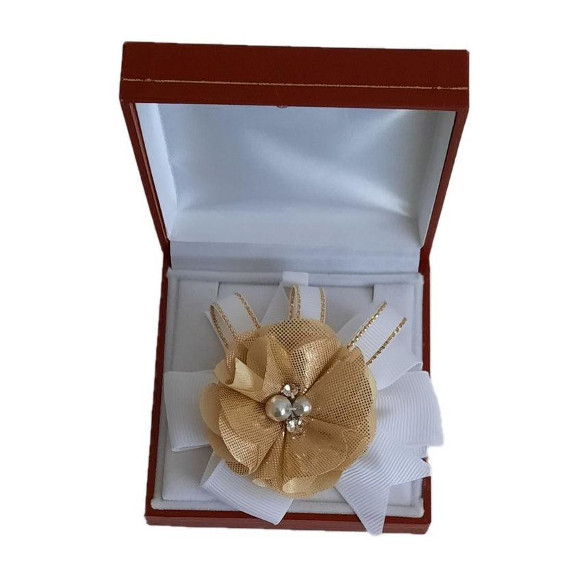 Metallic Light Gold Flower Wrist Corsage