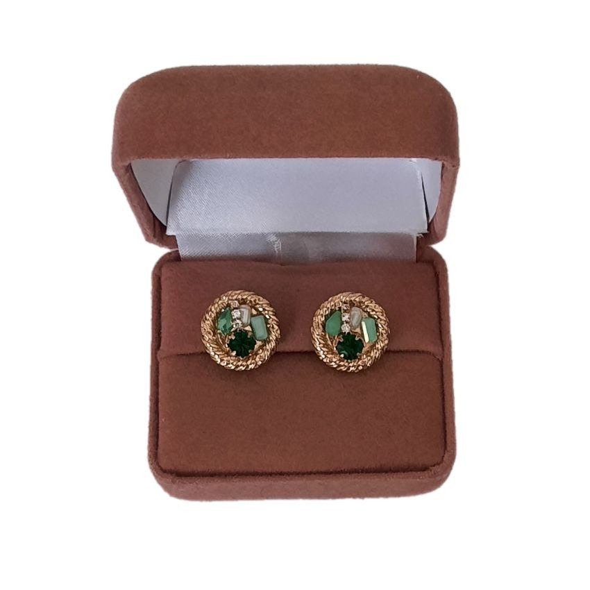 Mixed Green Stones Clip On Earrings(2)