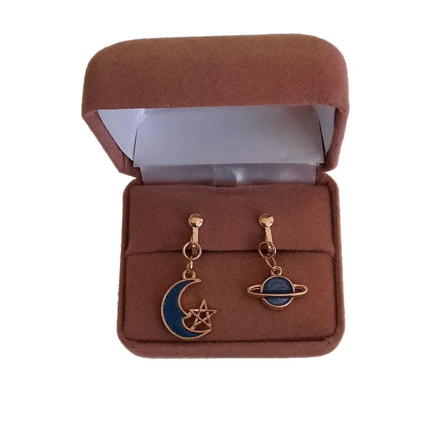 Moon And Star Clip On Earrings