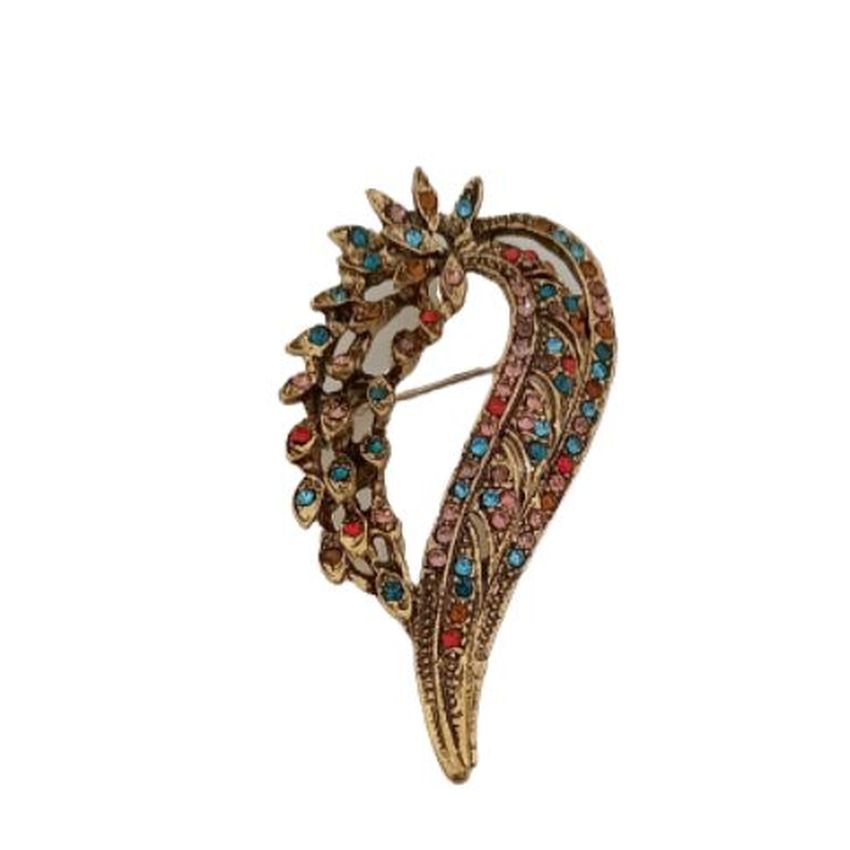 Multi Colour Wing Diamante Flower Brooch