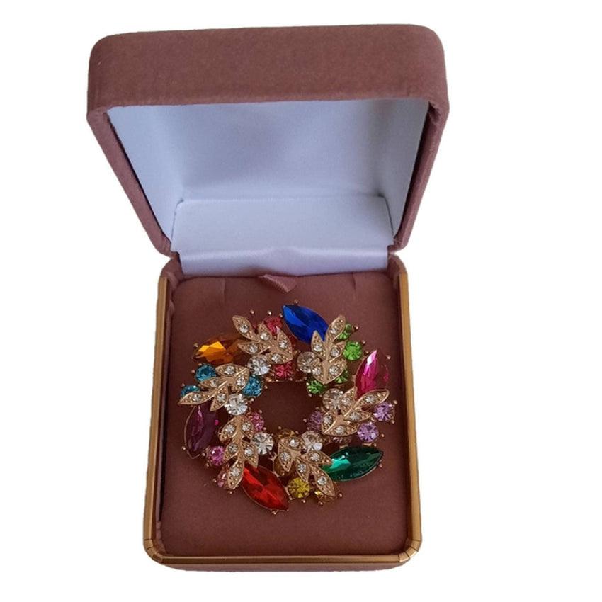 Multi Coloured Crystal Ladies Brooch