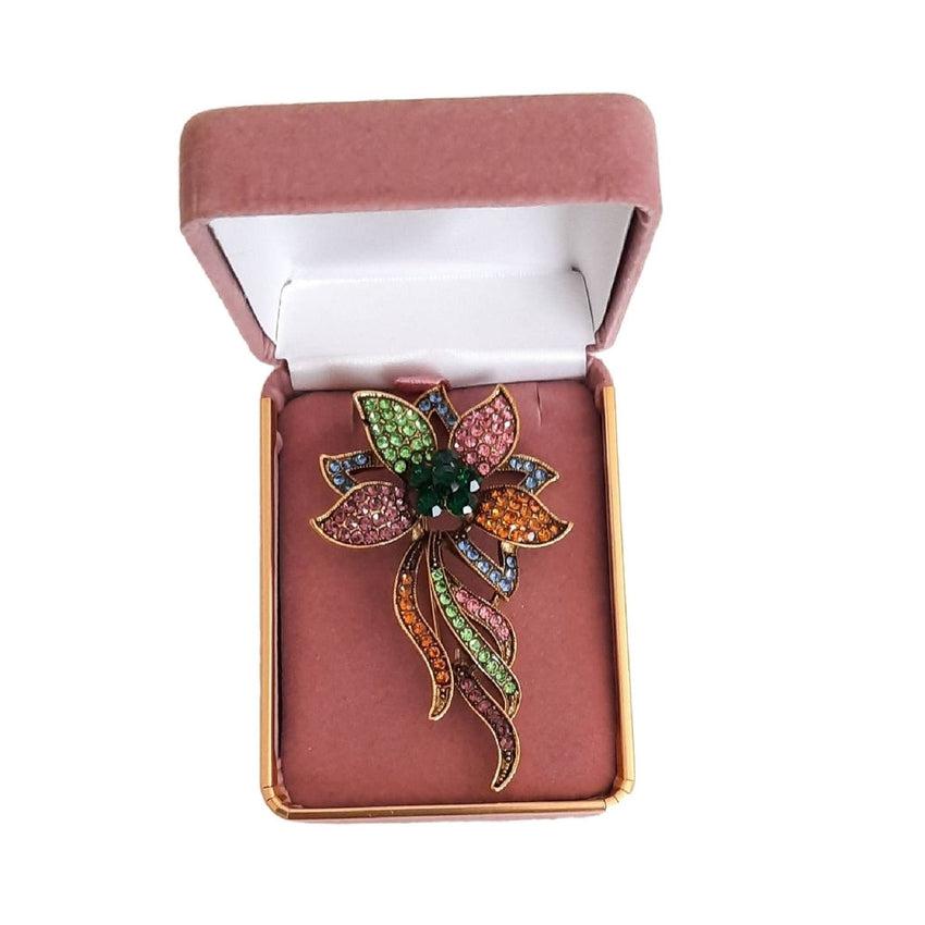 Multi Coloured Flower Crystal Ladies Brooch