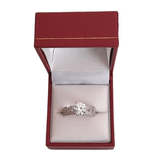 Multilayered Plated Cubic Zirconia Ladies Silver Solitaire Ring