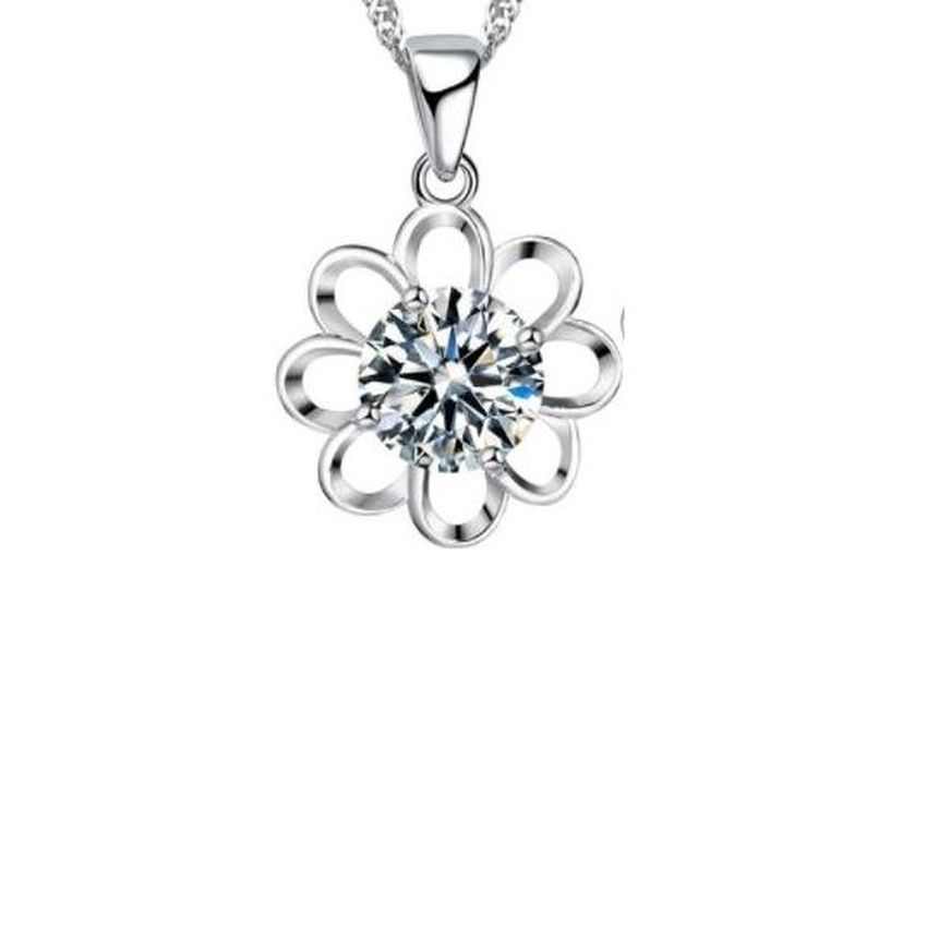 Open Petal CZ Flower Pendant