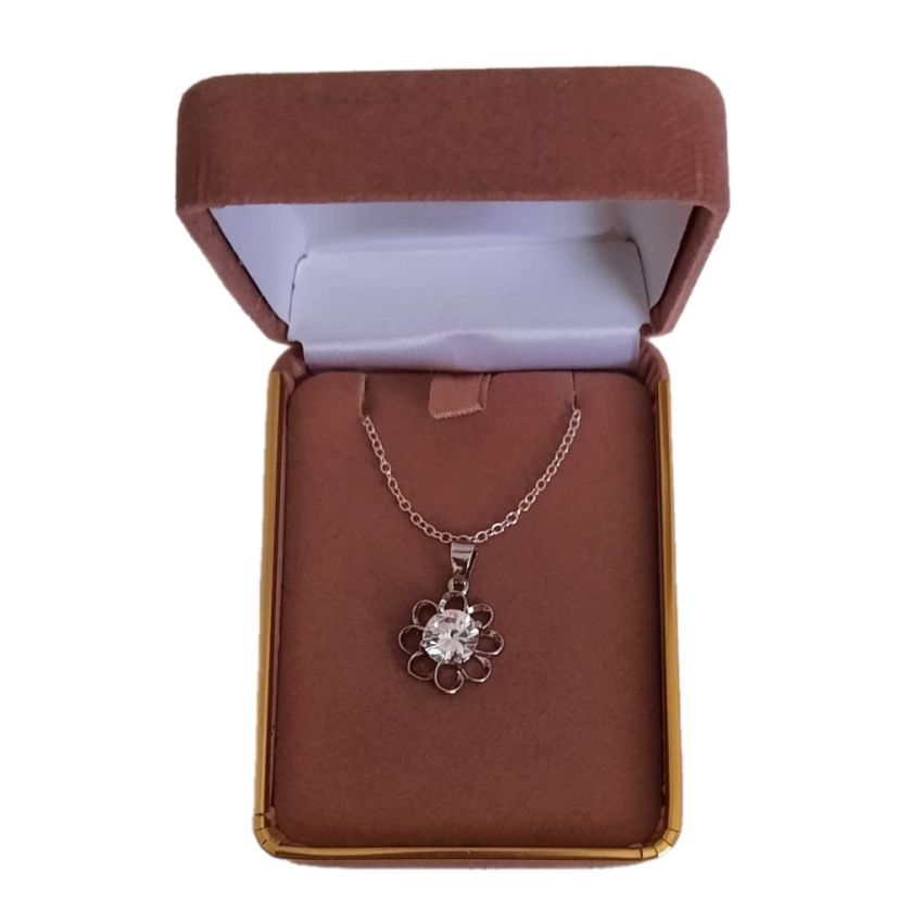 Open Petal CZ Flower Pendant(2)