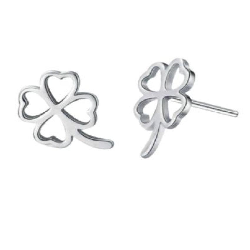Open Cut Sterling Silver Clover Stud Earrings