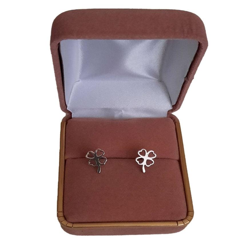 Open Cut Sterling Silver Clover Stud Earrings