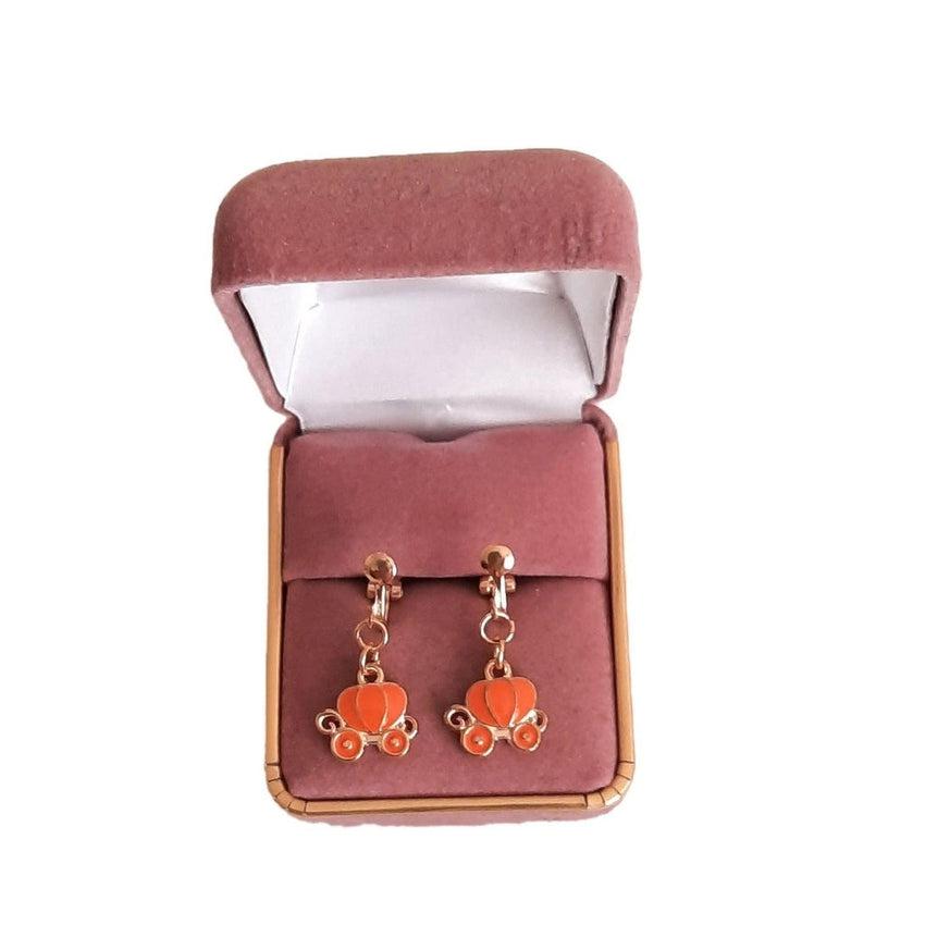 Orange Pumpkin Clip On Earrings
