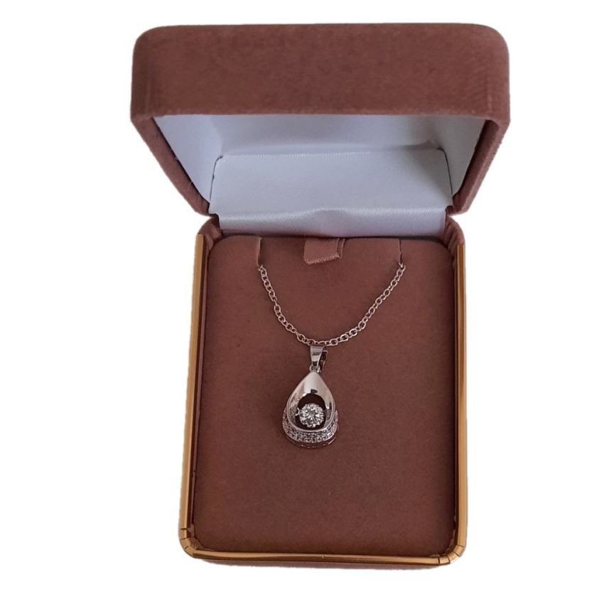 Oval CZ Centre Silver Pendant(2)